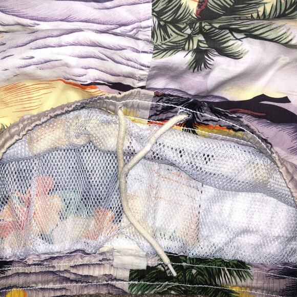 Vtg Ali’i Aloha 80s 90s Tropical Swim Shorts Men’s Drawstring Board Short Trunks - Picture 3 of 6